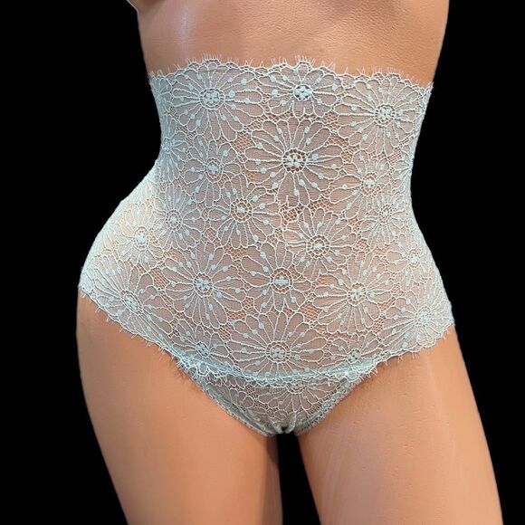 Victorias Secret High-waist Floral Lace Thong Panty Green Small - Picture 3 of 6